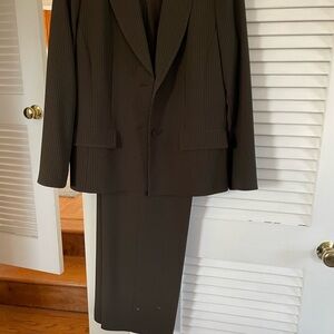 Kasper Deep Brown Pinstripe Women's Pantsuit